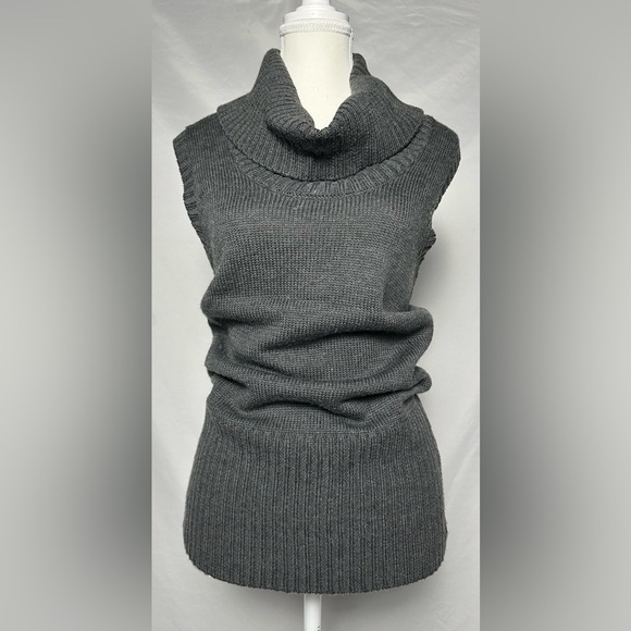 Jacob Sweaters - JACOB Wool Blend Y2K Indie Academia Grey‎ Cowl Neck Sleeveless Top Size S